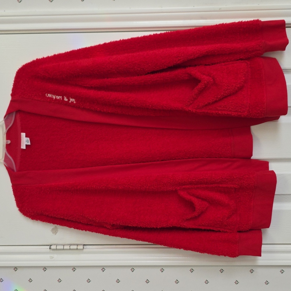 New Lacy Chabert BRIGHT RED Soft Cardigan. Pockets. Size XL Read Listing For Inf